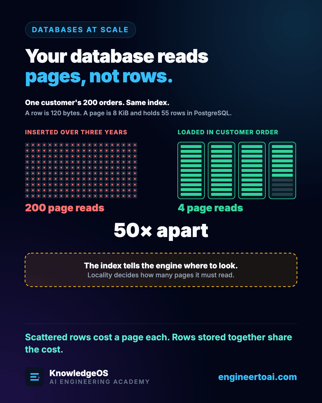 Row Line Enginering Your database reads pages, not rows | KnowledgeOS